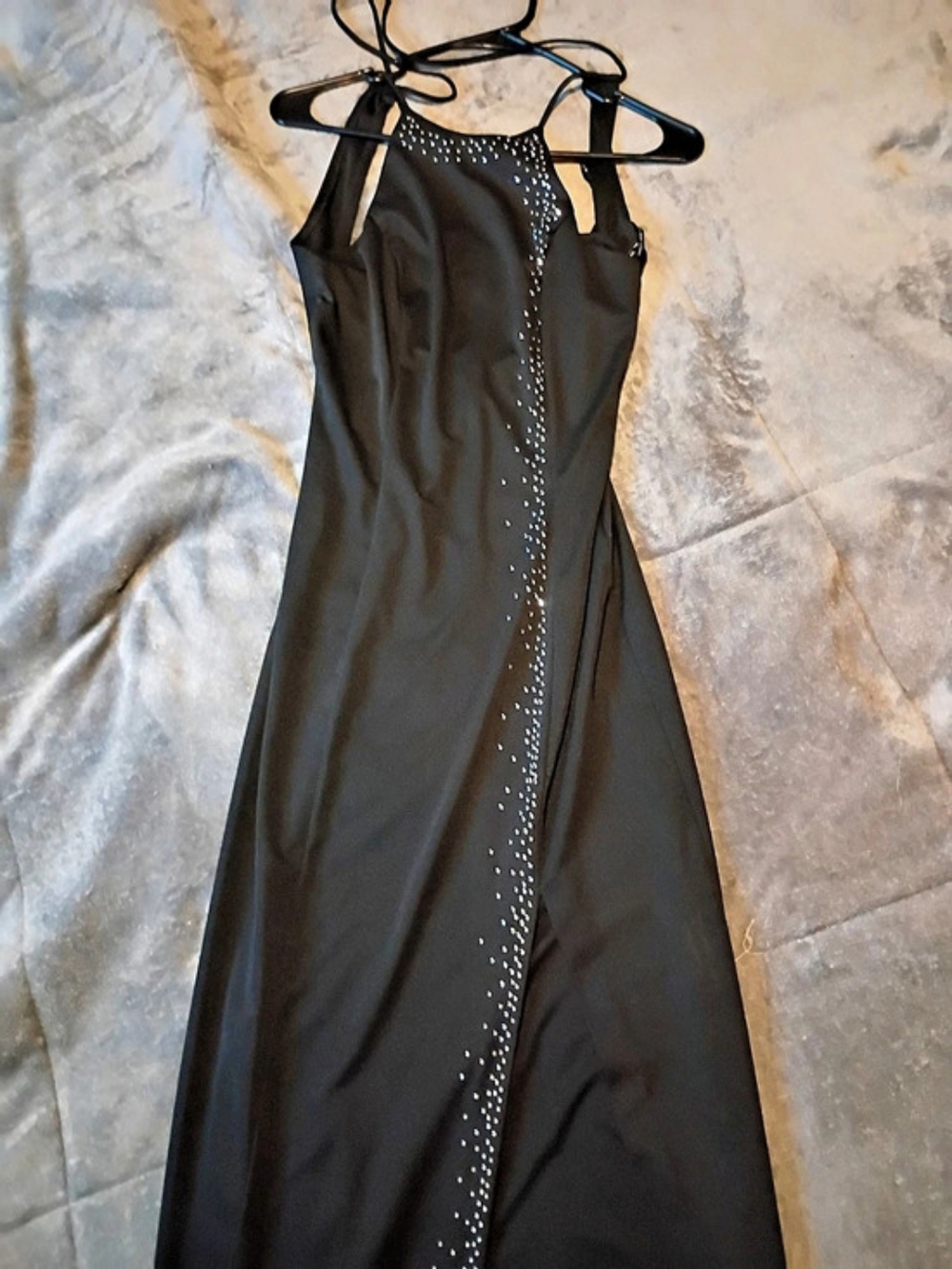 Lulus Immaculate Class Black Rhinestone Halter Maxi Dress Black Embellished Maxi